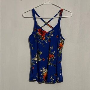Papermoon Royal Blue Floral Crisscross Camisole